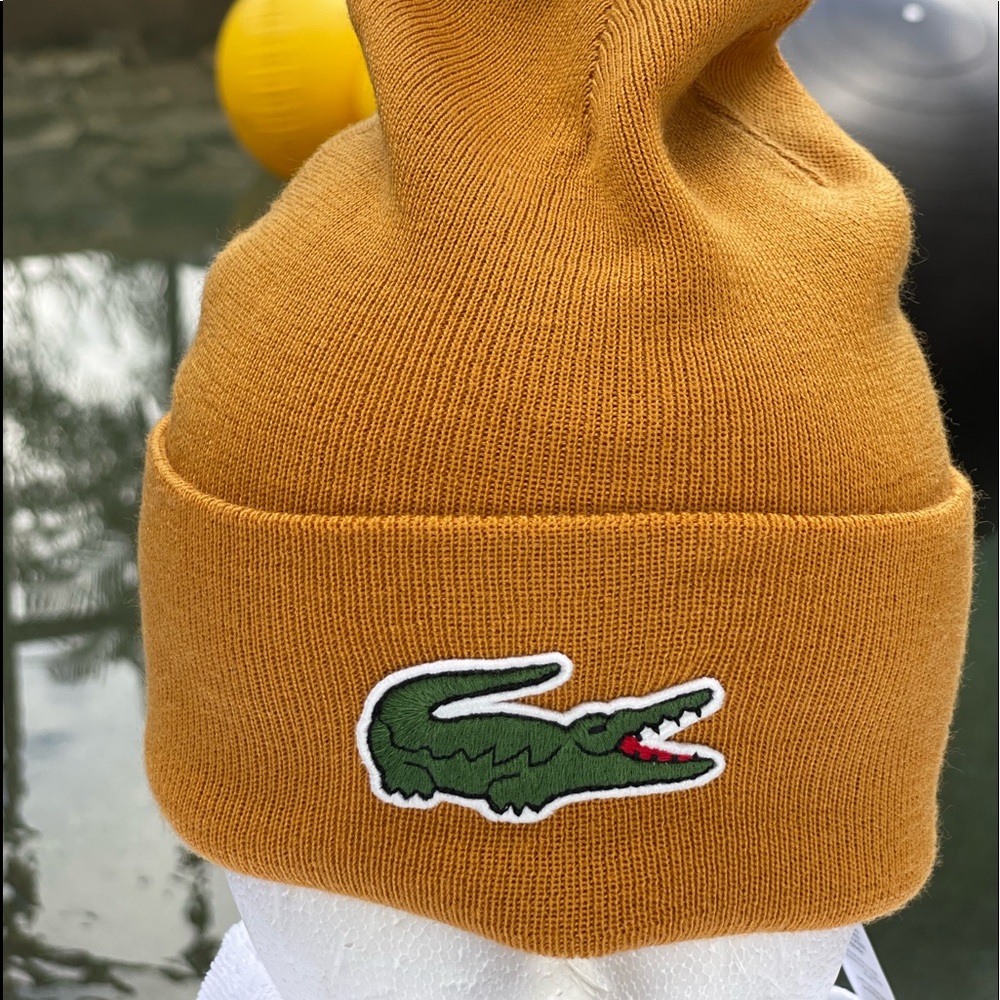LACOSTE‎ CROC KNIT HAT RB1081 BUTTER